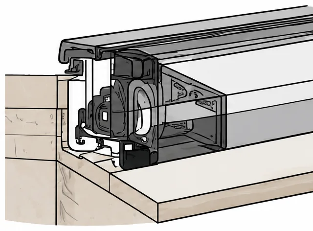 Cut-away of an electric rooflight frame showing the actuator motor